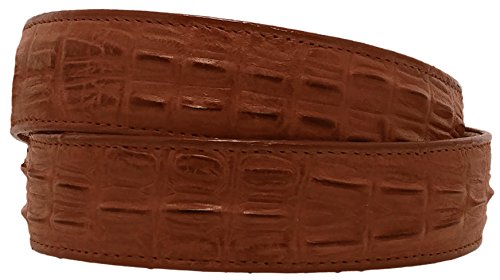 El Presidente Mens Cognac Cowboy Belt Crocodile Tail Print Leather Belt Round Buckle2