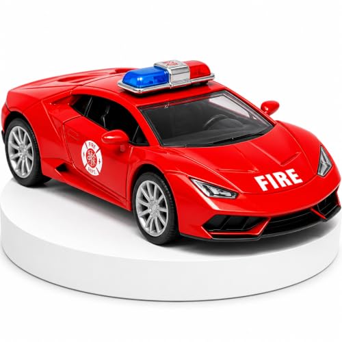 Image of Amisha Gift Gallery Diecast Fire Ambulance Toy Car for Kids | 1:36 Scale Model, Metal, Pull Back, Sports Car, Boys