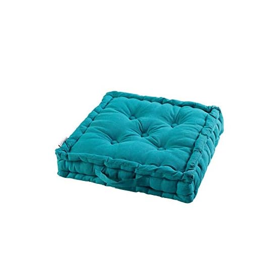 COTON d'intérieur Cuscino da pavimento, 45 x 45 x 10 cm, Panama, blu.