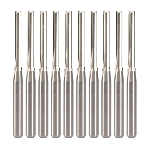 10個 SHK 3.175mm CED 2mm CEL 15mm 17mm ストレートスロットビット 木材カッター CNC 2ダブルフルートビット ルーター(10pcs 3.175x2x15)