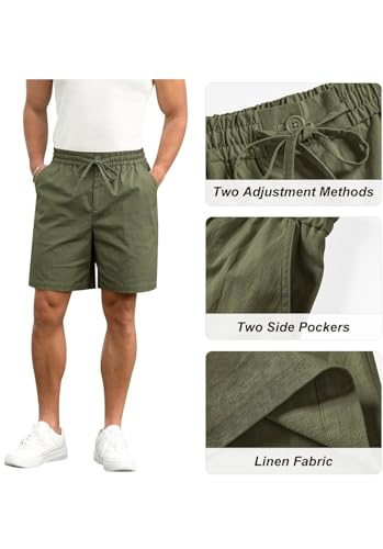 Image of Vogaan Men's Cotton Linen Shorts | Comfortable Breathable Casual Summer Shorts for Men