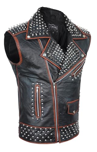 Image of Motorcycle Leather Vest For Men - Tactical Combat Military Style Sleeveless Biker Club Riding Outdoor Waistcoats
