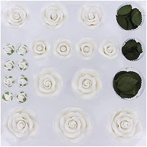 Global Sugar Art Exquisite Edble Rose & Leaf Sugar Cake Flowers Tray White, Unwired by Chef Alan Tetreault