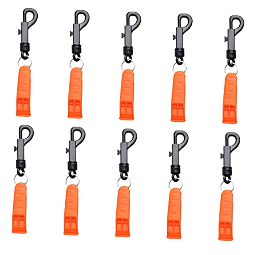 POPETPOP Plastic Emergency Whistle Set 10pcs Outdoor Survival Whistle Camping Loud and Durable for Hiking Camping