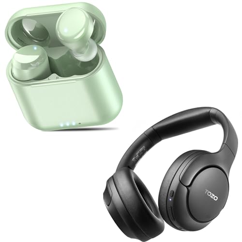 TOZO T6 Wireless Earbuds, Bluetooth 5.3 Ear Buds HT2 Hybrid Active Noise Cancelling Headphones
