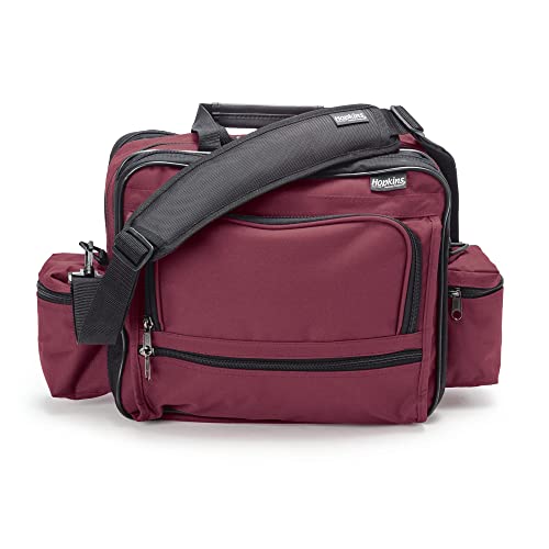 Hopkins Medical Products Mark V Shoulder Bag, HIPAA Compliant Lockable Zippers for Security, Adjustable Straps, Reinforced Bottom, Fold-Down Compartment for Easy Access, 13x11.25x7.5 inch, Burgundy