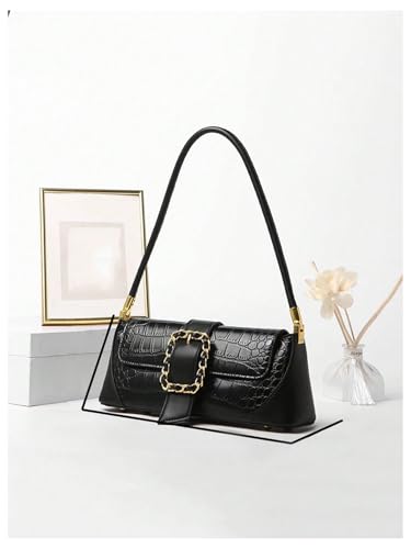 Verdusa Women's Elegant Crocodile Flap Shoulder Bag Vintage Leather Underarm Purse2