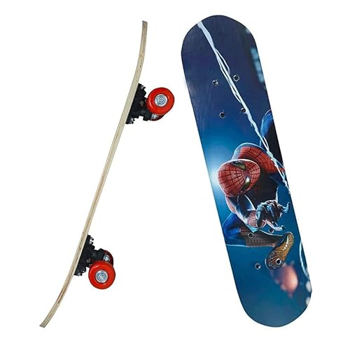 Image of Skateboard 17''X 6'' Complete Skateboard, Double Kick Concave Skate Board 9 Layer Plywood Deck Standard Skateboards for Kids Boys Girls Beginners Teens Adult (Print May Vary)