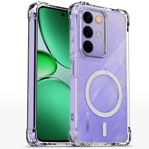 Image of Amazon Basics Back Cover for Realme Narzo 90X 5G / Realme C85 5G / Realme 15X 5G Mag-Safe Shockproof PC + TPU Protective Case Magnetic Support Bumper Case (Transparent Mag-Safe)
