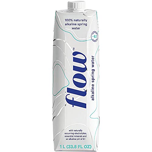 Flow Alkaline Spring Water, 100% Natural Alkaline Water, Eco-Friendly Packaging, Refreshing Taste, Boxed Mineral Water, Natural Electrolytes, Water with pH, Non-GMO, BPA-Free, Liter (12)