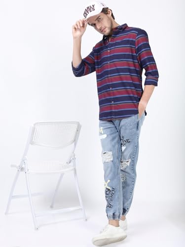 Image of Highlander Men's Striped Slim Fit Shirt