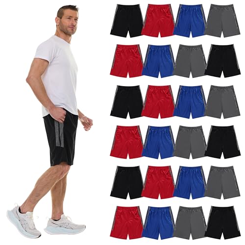 BILLIONHATS Mens Mesh Basketball Shorts, Assorted Colors and Sizes Per Case, Gym and Workout 11 Inch with Pockets - Main Image