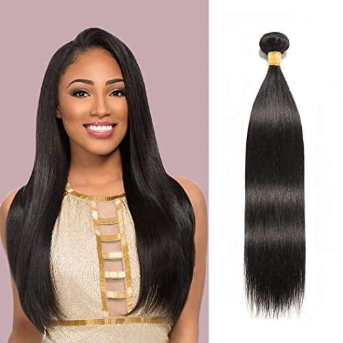 Brazilian Straight Hair 8A Unprocessed Straight Human Hair 1 Bundle Virgin Human Hair Straight Single Bundle(100g) Natural Color (10") …