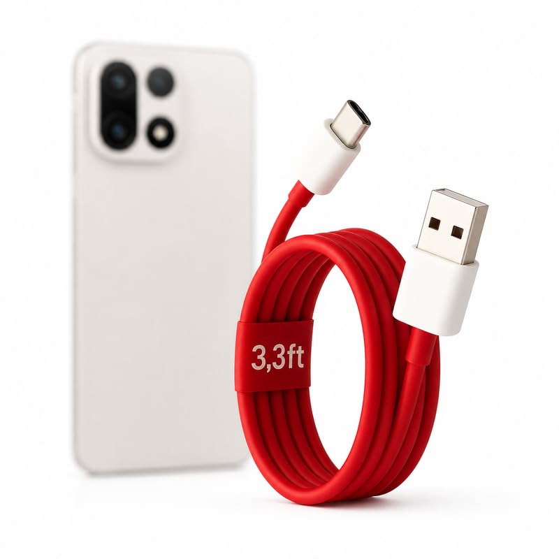 Image of XYKOS Oneplus Original 30W Dash Type A to C Data Sync Fast Charging Cable, Compatible with OnePlus 11 /11R /10T /Nord 4 /CE3 Lite, Support Warp SuperVOOC Quick Charge, Durable Tangle Free Power Cord, Red