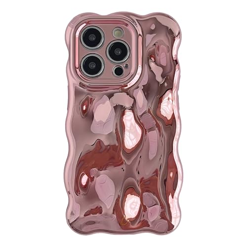 Coque galvanisée iPhone 14 Pro Caseative vague d'eau flexible rose