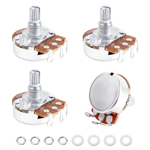Image of Banworks Aluminium A250K M8 Full Sized Pots Metric 18-Spline Split Short Shaft (15mm Length) Audio Taper Potentiometer with Sealed-Back for Epiphone Les Paul LP /SG Squier Strat /Tele 4pcs JT /XNQ-10