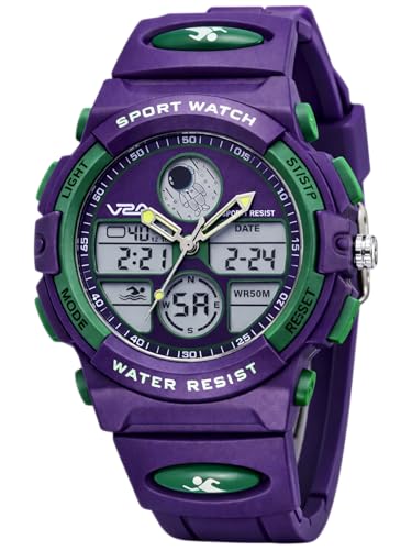 Image of V2A Nova Pro Kids Watch for Boys Age 8-14 | 44mm Analog Digital Sports Watch | Alarm Stopwatch Backlight | TPU Strap | 30M Water Resistant | School & Birthday Gift | Gift for Boy