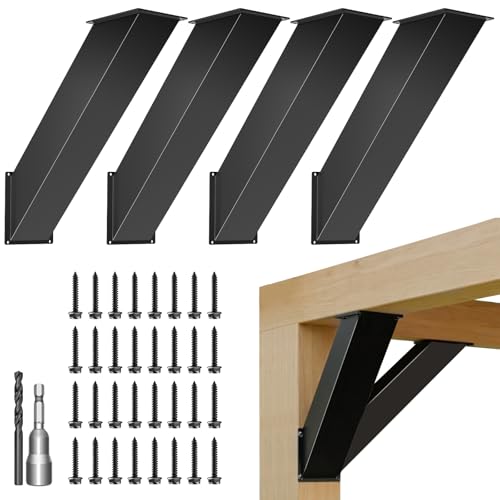4''X4'' (Actual: 3.2''X3.2'') 45 Degree Angle Support Bracket 4pcs, Heavy Duty Pergola Brackets for Gazebos, Porches, Wood Post and Beam 45 Degree Bracket by KFURNIKN - Used condition - US$70.00