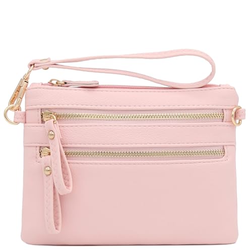 Image of FashionPuzzle Multi Zipper Pocket Small Wristlet Crossbody Bag