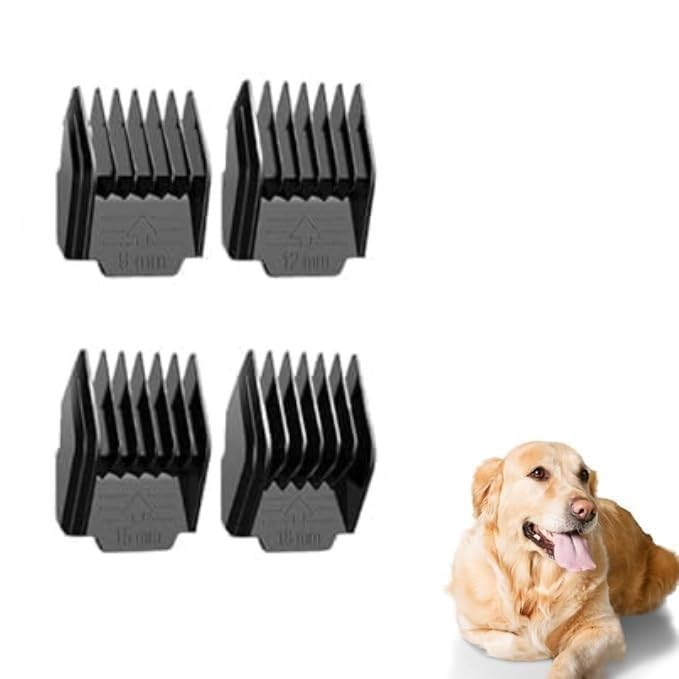 Image of Pet Hair Trimmer for Dogs & Cats - Professional Cordless Grooming Clippers Kit, Rechargeable Low Noise Silent Shaver with 4 Comb Attachments for Thick Hair (Hair trimmer comb)