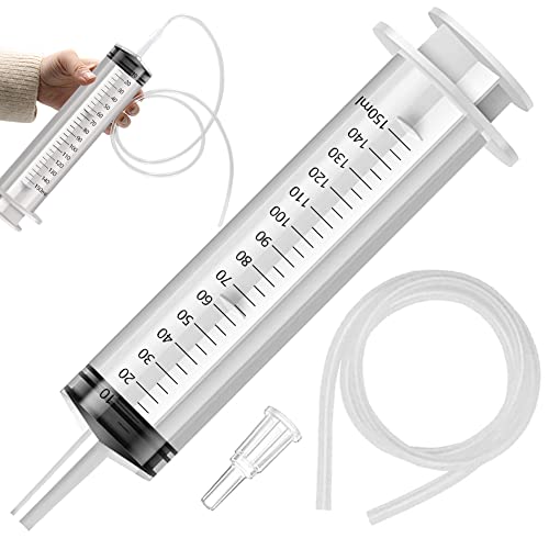 QXRXN 150ml Seringue avec tube, Grande pour liquides Applicateur de colle à l'huile, 150cc tuyau hydroponie, mesure, arrosage des plantes, alimentation animaux, transparent