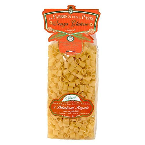La Fabbrica della Pasta. Gluten Free Ditaloni Rigati. 500g (1.1lb). Pack of 4
