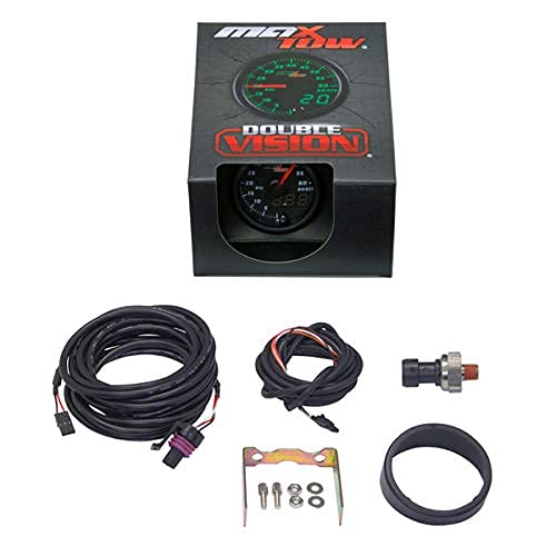 Maxtow Double Vision 60 Psi Turbo Boost Gauge Kit - Includes Electronic Pressure Sensor - Black Gauge Face - Green Led Illuminated Dial - Analog & Digital Readouts - For Diesel Trucks - 2-1/16" 52Mm #TOP5