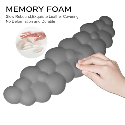 Image of JIKIOU Upgrade Leather Cloud Wrist Rest for Keyboard and Mouse & Cup Pad | Wish Gift-Cute Cloud Shape, Comfortable and don't Irritate to Skin, Non-Slip PU Base,Soft Memory Foam filled for Pain Relief