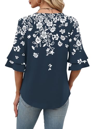 Image of OFEEFAN Spring Tops for Women Boho Shirts Fashion Clothing Cute 3 /4 Length Sleeve Blouses Dressy Casual Summer Outfits