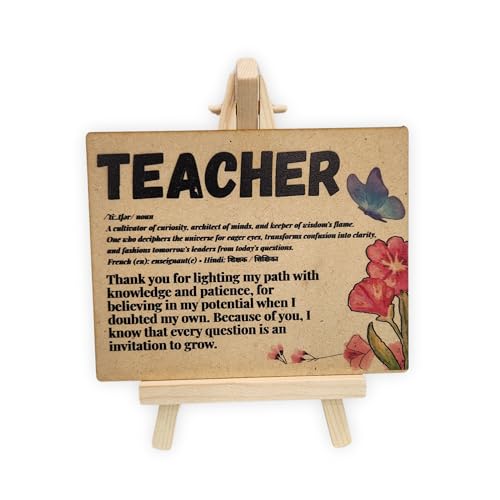 tinydabba Wooden Definition Plaque with Easel – Teacher Day Gift by tinydabba