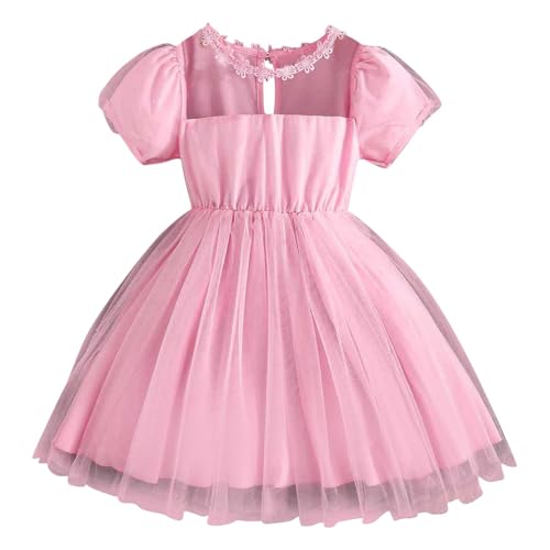 Lmdudan 4-8 Y Girl Dress Puffy Short Sleeve O Neck Girls Pageant Dresses Wedding Gowns Dress with Short Sleeve Girls