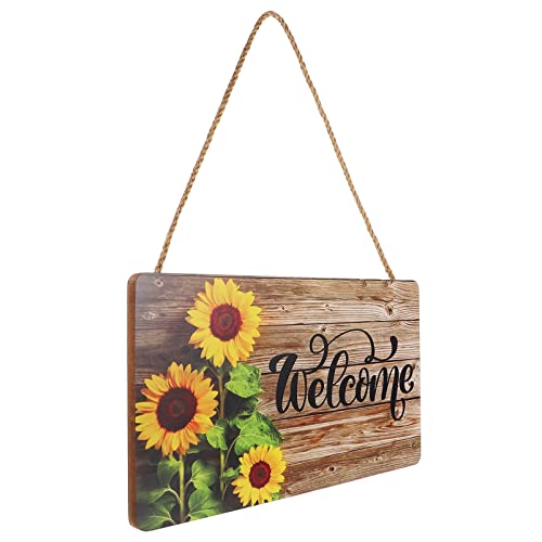 Artibetter Lista de Puerta de Bienvenida de Madera Plaque de Placa de Girasol de Verano Rústico de Bienvenida de Bienvenida Decoraciones Retro de La Puerta de Entrada Adornados Colgantes
