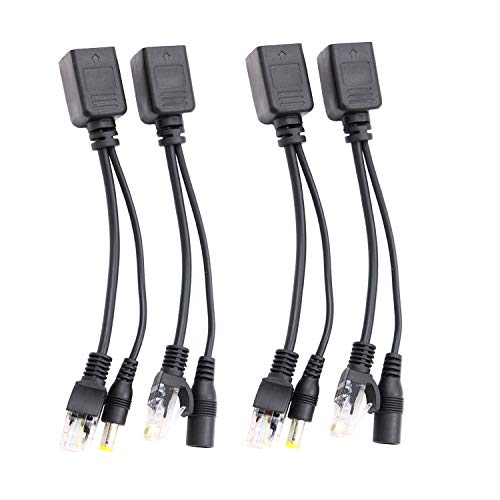 Passive PoE Injector and Splitter Kit with 5.5x2.1 mm DC Power Adaptor Connector 2 Pairs