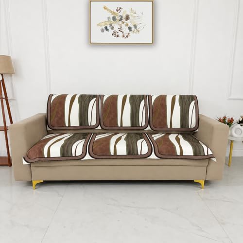 Image of Homerz Premium 'Luxe Series' Holland Velvet Sofa Cover | Smooth Finish | Anti-Skid Fleece Backing | Soft Touch Couch Protector for Living Room (Ocean Crest, 6 (3+2+1) Seater, Seat Cover with Backrest)