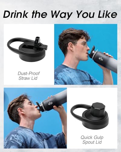 Image of Coolflask 32 oz Water Bottle Insulated Stainless Steel with Strap