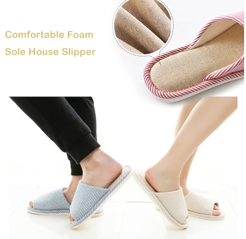 MAGILONA Women House Slippers Mens Bedroom Indoor Shoes Fall Memory Foam Open-Toe Home Shoes Slid Flax Soft Non-Slip Shoes3