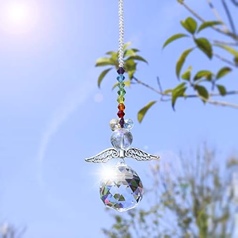 Crystal Guardian Angel Rainbow Makers Suncatchers with 30mm Glass Ball Prism Cover