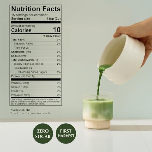 Encha Ceremonial Grade Matcha Powder, Organic First Harvest Japanese Matcha Green Tea, Matcha Tea From Uji, Japan (30g/1.06oz)