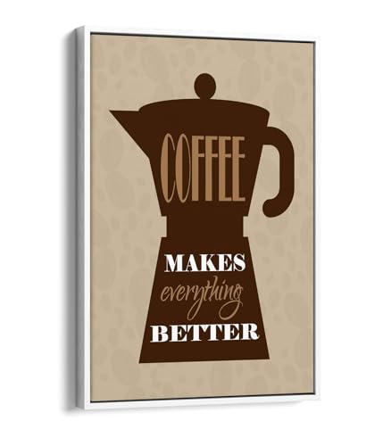 Toile cafetière moka et citation italienne pour une cuisine chaleureuse 50x75cm