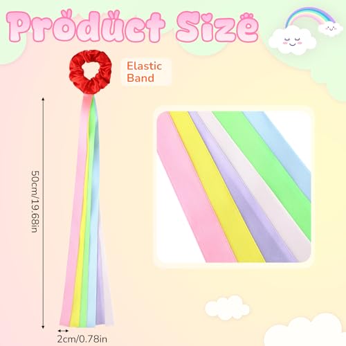 Image of VioraWhite 12 Pcs Rainbow Dance Ribbons for Kids Rainbow Rhythm Ribbons Elastic Wrist Streamers Hand Held Rhythm Streamers Gymnastics Dance Party Props for Adult Decor (0.8 x 19.7 Inch,Macaron)