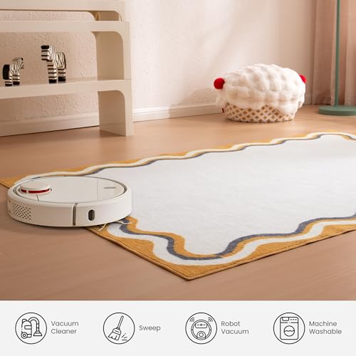 SLEEP ZONE Area Rugs for Playroom Washable Rugs Non Slip Rug Beige 4X6 Feet - image 5