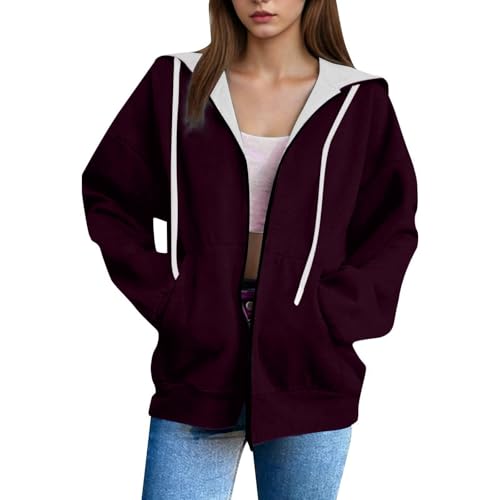 Sweat à capuche zippé veste de transition surdimensionnée pour femme