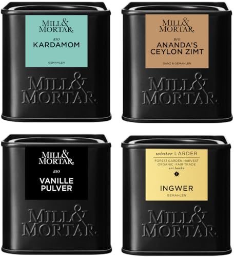 Mill & Mortar Bagepakken Backgewürz-Geschenkset | 4 Bio-Gewürze für süßes Backen –...