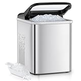 Nugget Ice Maker Countertop, 55lbs/24H Chewable Pellet Ice Machine with Self-Cleaning, Ready in 6 Minutes, Portable Ice Makers with Basket and Scoop for Home, Kitchen, Office (Silver)
