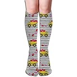 Länge 19,6 Zoll Women\'s Fancy Design Stocking Tons Of Love Valentines Day Trucks With Hearts Black Stripes CBS Multi Colorful Patterned Knee High Socks 19.6Inchs