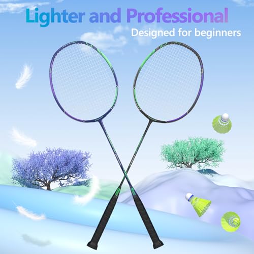 Image of Professional Carbon Fiber Badminton Rackets Badminton Racquet for Backyards Gym