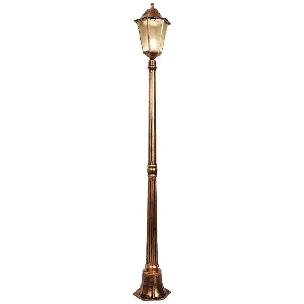 QUSYZD Lamp Post Lights Outdoor, Lamp Post Lights Outdoor, Vintage Outdoor High Pole Street Post Lantern European Ip54 Waterproof Garden Bollard Column Lamp Community Courtyard,Brown-1.7m