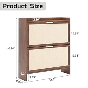 Shoe Cabinet, Shoe Storage Cabinet with 2 Flip Drawers and Handles, Freestanding Narrow Organizer for Living Room, Entryway and Hallway (Walnut) Shoe Cabinet Shoe Storage Cabinet with 2 Flip Drawers and Handles Freestanding Narrow Organizer for Living Room Entryway and Hallway Walnut