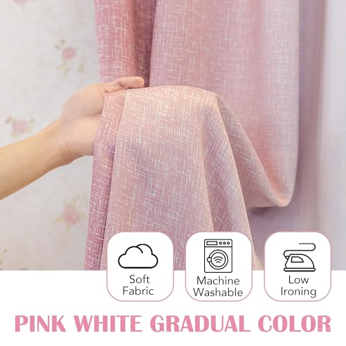 Geomoroccan Pink White Ombre 100% Blackout Curtains Bedroom 52x90 2 Panels by Geomoroccan - Used condition - Image 3