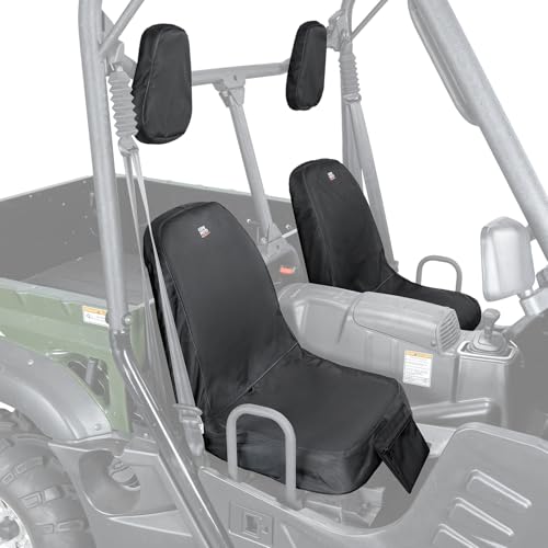 KEMIMOTO UTV Seat Cover with Drain Holes - 1680D Oxford Heavy-Duty & Water-Resistant Compatible with Hisun/Axis 500 700 Massimo MSU500 MSU700 Coleman UT500 UT700 Headrest Covers Included 2-PC Set